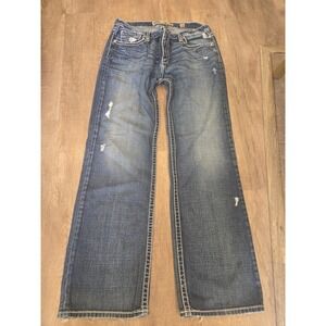 BKE Jeans Mens 38x36 Tyler Straight Dark Wash Distressed Cotton